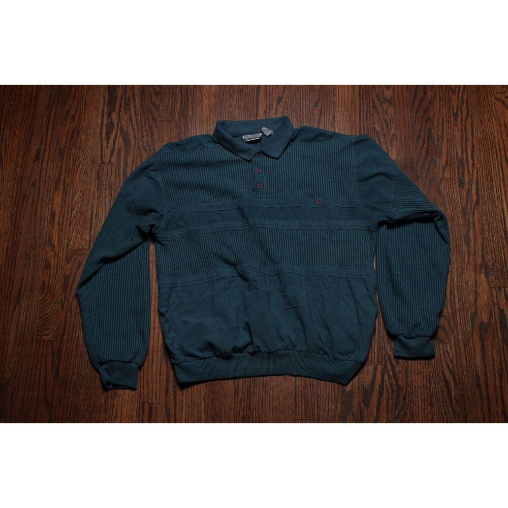 Vintage 90's Knightsbridge Teal Long Sleeve Polo Shirt - XL